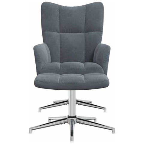 Lusso Casadino - Sedia Relax Con Poggiapiedi Grigio Scuro In Velluto - Foto 2