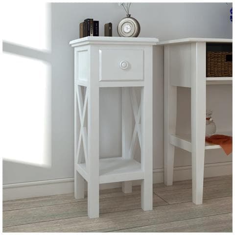 Lusso Casadino -  Tavolino Laterale Con Cassetto Bianco - Foto 7