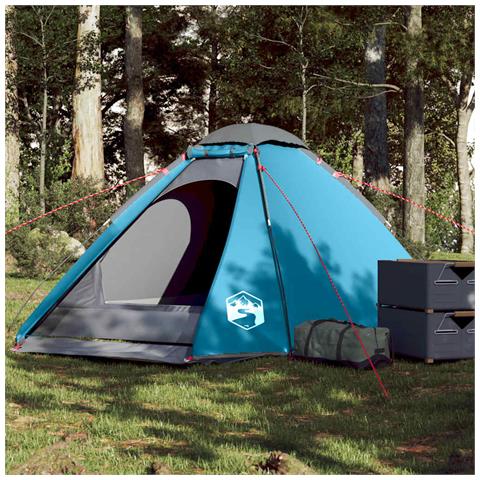 Tenda da Campeggio a Cupola per 4 Persone Blu Impermeabile - Foto 1
