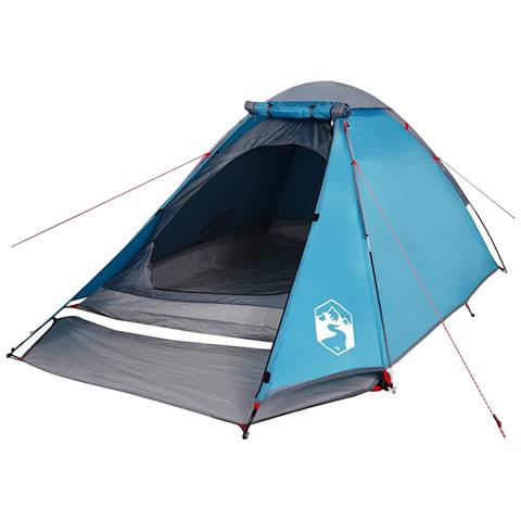 Tenda da Campeggio a Cupola per 4 Persone Blu Impermeabile - Foto 2
