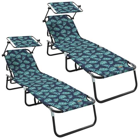 Lettini Prendisole 2 pcs con Tettuccio Motivo Foglia 600D Tessuto Oxford - Foto 1