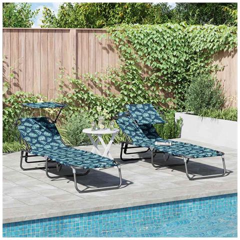 Lettini Prendisole 2 pcs con Tettuccio Motivo Foglia 600D Tessuto Oxford - Foto 2