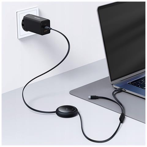 Bright Mirror Series Cavo Usb-c Retrattile - 2 X Usb-c 100w 1m - Nero - Foto 5