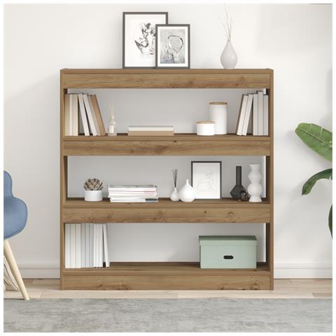 Mobile per libri/separatore di stanze in rovere artigianale - 100x30x103cm, realizzato in legno ingegnerizzato - Foto 2
