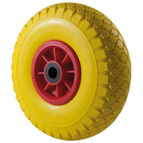 Ruota Per Carrelli Gialla In Poliuretano 3.00x4” Portata 50kg Ø 250mm - Foto 1