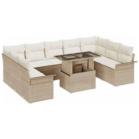 Set Divano da Giardino 10 pcs Beige 100 x 55 x 73 cm - Foto 1
