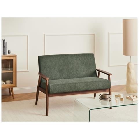 Divano 2 Posti Esrum Tessuto Marrone Scuro /verde - Foto 1