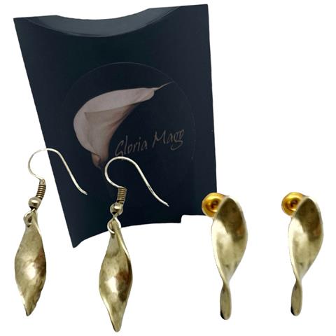 Set Di 2 Paia Di Orecchini A Forma Di Elica In Zama Placcata Oro - Foto 1