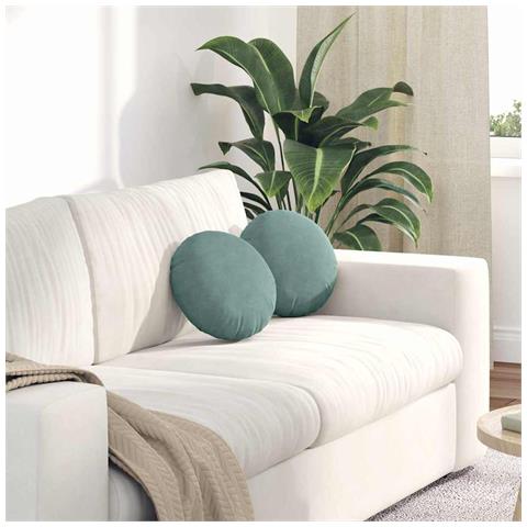 Cuscini per Seduta 2 pcs Verde Mare Ø 40 x 13 cm Velluto - Foto 2