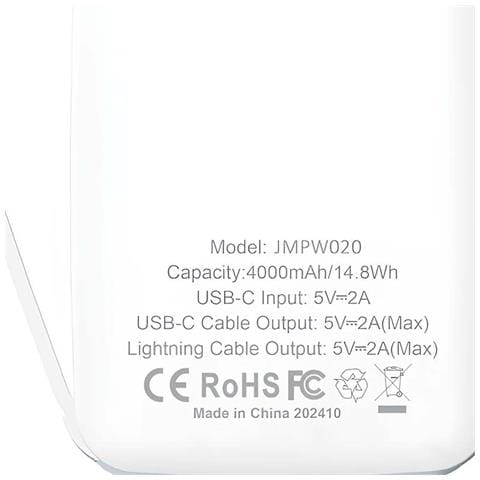 Batteria Di Emergenza 4000mah Ultra-compatta Con Portachiavi E 2 Mini Cavi, Bianco - Foto 2