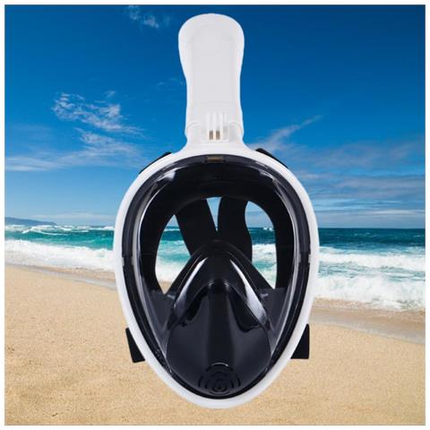 Maschera Da Snorkeling Integrale L /xl: Vista Panoramica 180°, Anti-appannamento, Silicone Liquido White+black - Foto 2