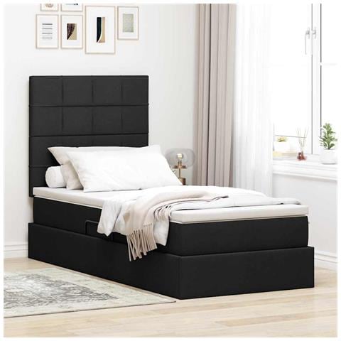 Letto con contenitore e materasso Nero 100 x 200 cm Poliestere - Foto 2