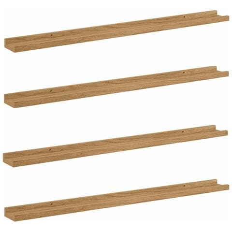 Scaffale da parete con lo scaffale 4 pcs Marrone 100 x 9 x 3 cm - Foto 1