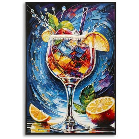 Stampa Su Tela Con Cornice Cocktail 1-multicolore-tessuto-62x3,5x92 Cm - Foto 1
