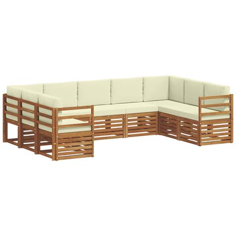 Set divani 9 pcs Naturale e Crema Legno di Acacia Massello - Foto 1