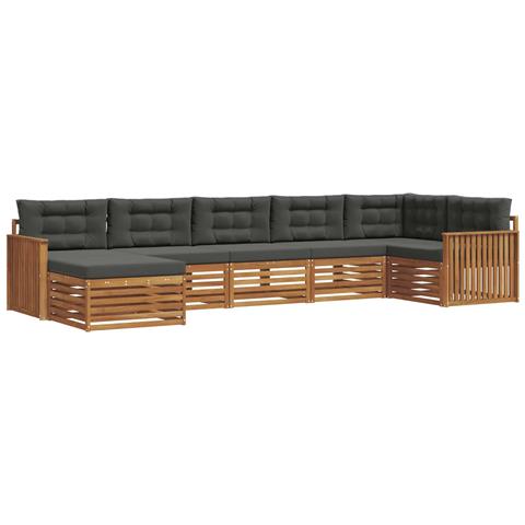 Set divani 7 pcs Naturale e Antracite Legno di Acacia Massello - Foto 1