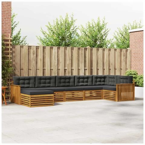 Set divani 7 pcs Naturale e Antracite Legno di Acacia Massello - Foto 2