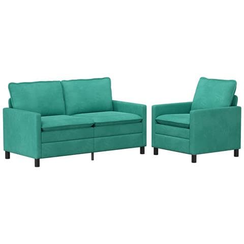 Set di divani 2 pcs Turchese Velluto - Foto 1