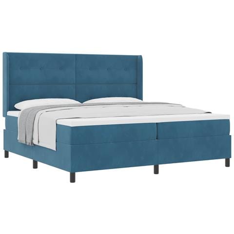 Letto a molle con materasso Blu 100 x 200 cm Velluto - Foto 1