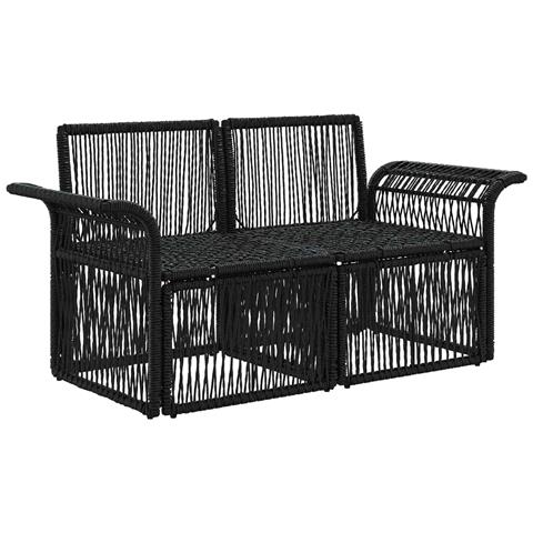Divano da giardino 2-Numero di posti Nero polyrattan - Foto 2
