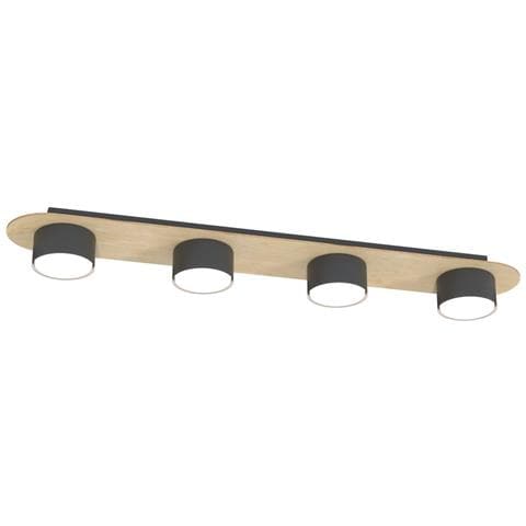Lampada A Sospensione Diaz In Acciaio Nero Opaco E Legno - Foto 1