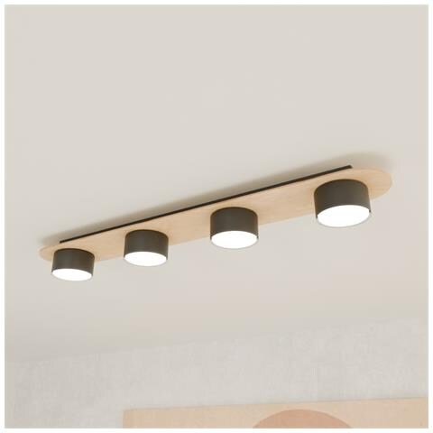 Lampada A Sospensione Diaz In Acciaio Nero Opaco E Legno - Foto 2