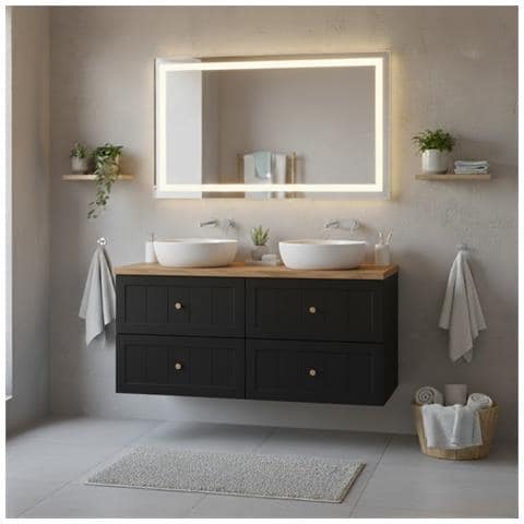 Mobile sottolavabo, Beige, 160 cm, 4 cassetti con chiusura ammortizzataMobileda bagno - Foto 5