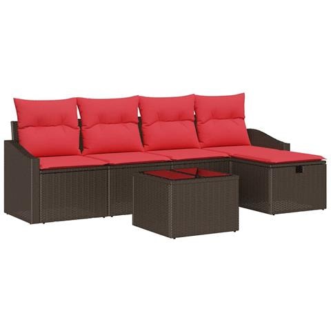 Set di divani con cuscino con archiviazione Marrone polyrattan - Foto 1