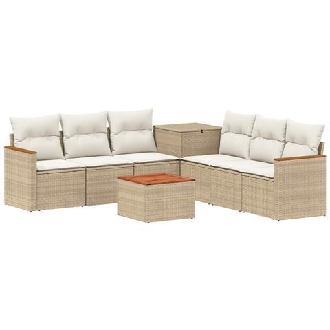 Set di divani 8 pz Beige e Bianco Crema - Foto 1