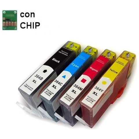 4 Cartucce Compatibili Hp 364 Xl 1 Nera + 1 X Colore Con Chip - Foto 2