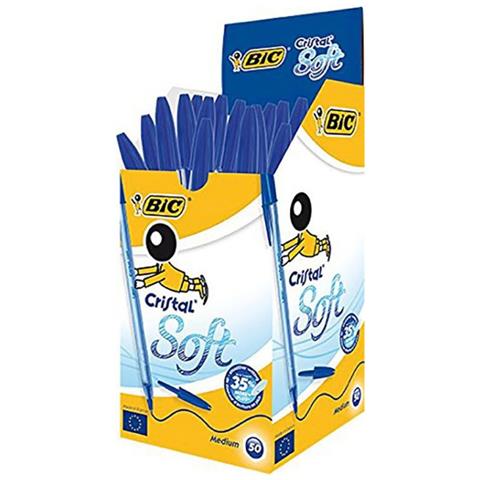 10 Penne A Sfera Bic Cristal Soft Inchiostro Blu Medium Punta 1,2 Mm Sfuse - Foto 1