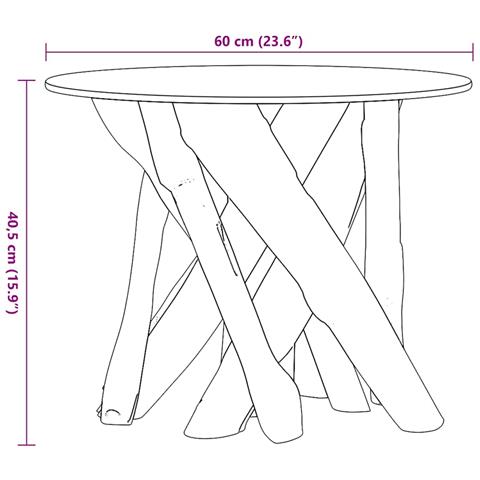 Tavolino Da Caffè In Legno Di Teac Solido 60 Cm - Foto 7