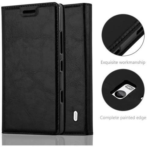 Custodia Compatibile Con Nokia Lumia 929 / 930 In Nero Di Notte - Coperchio Protettiva Con Chiusura Magnetica, Funzione Stand E Tasca Per Le Carte - Foto 2