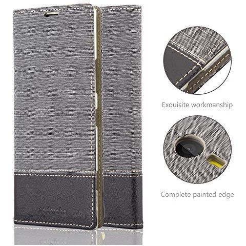 Custodia Compatibile Con Nokia Lumia 1520 In Grigio Nero - Coperchio Protettiva Con Chiusura Magnetica, Funzione Stand E Tasca Per Le Carte - Foto 2