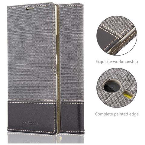 Custodia Compatibile Con Nokia Lumia 1520 In Grigio Nero - Coperchio Protettiva Con Chiusura Magnetica, Funzione Stand E Tasca Per Le Carte - Foto 9