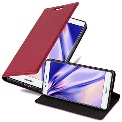 Custodia Compatibile Con Huawei P9 In Rosso Mela - Coperchio Protettiva Con Chiusura Magnetica, Funzione Stand E Tasca Per Le Carte - Foto 1