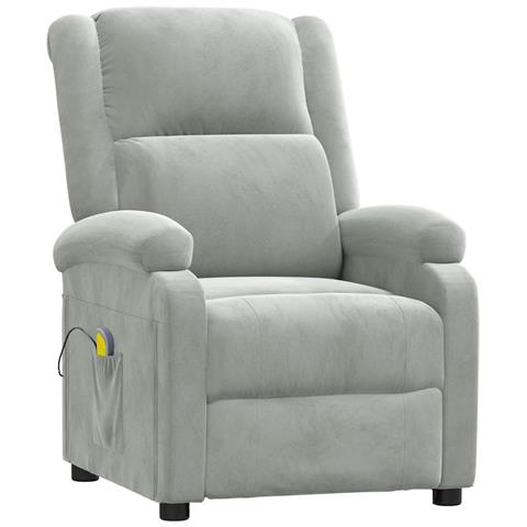 Poltrona Massaggiante Reclinabile Verde Chiaro in Velluto - Foto 1