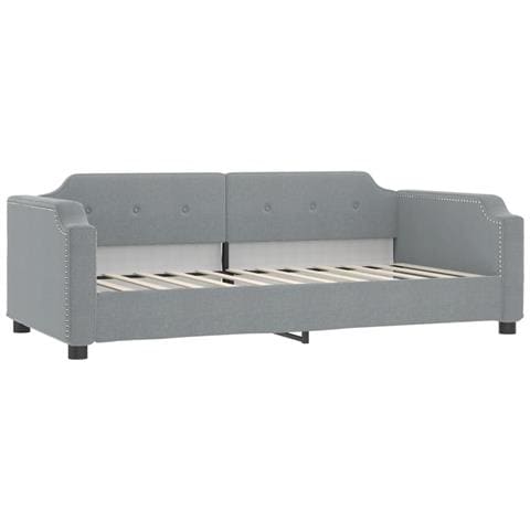 Divano Letto Con Materasso Grigio Chiaro 100x200 Cm In Tessuto - Foto 2
