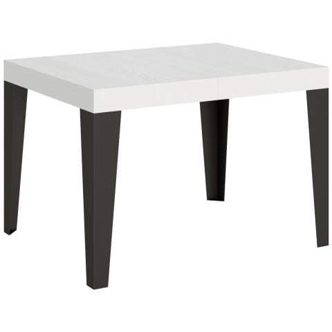 Tavolo Allungabile 80x120/204 Cm Flame Telaio Antracite - Bianco Frassino - Foto 1