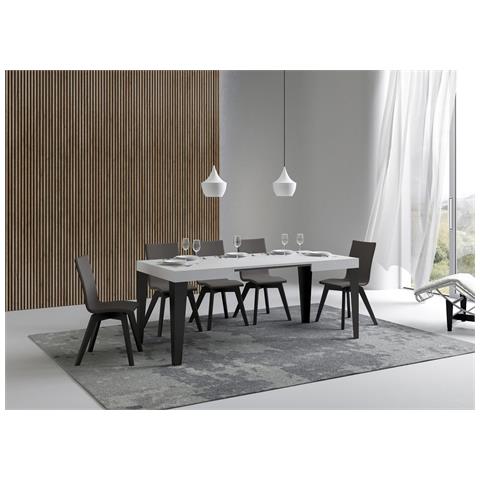 Tavolo Allungabile 80x120/204 Cm Flame Telaio Antracite - Bianco Frassino - Foto 5