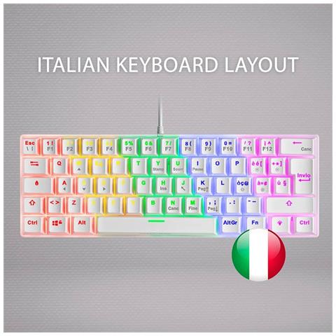 Mars Gaming Mk60 Bianca, Tastiera Gaming Meccanica Frgb, Antighosting, Switch Meccanico Marrone, Lingua Italiano - Foto 2