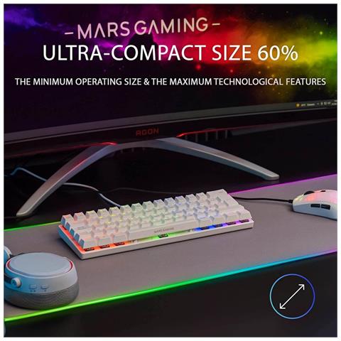 Mars Gaming Mk60 Bianca, Tastiera Gaming Meccanica Frgb, Antighosting, Switch Meccanico Marrone, Lingua Italiano - Foto 6