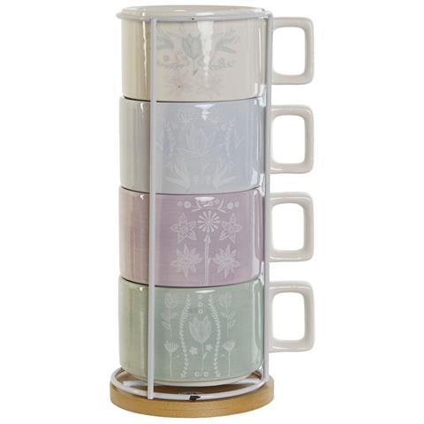 Set Di Tazze Da Caffè Dkd Home Decor Verde Blu Cielo Lilla Metallo Bambù 260 Ml - Foto 2