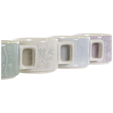 Set Di Tazze Da Caffè Dkd Home Decor Verde Blu Cielo Lilla Metallo Bambù 260 Ml - Foto 4