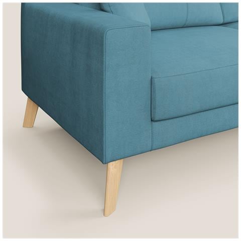 Danish Divano moderno in tessuto morbido impermeabile T02 146 cm azzurro - Foto 2