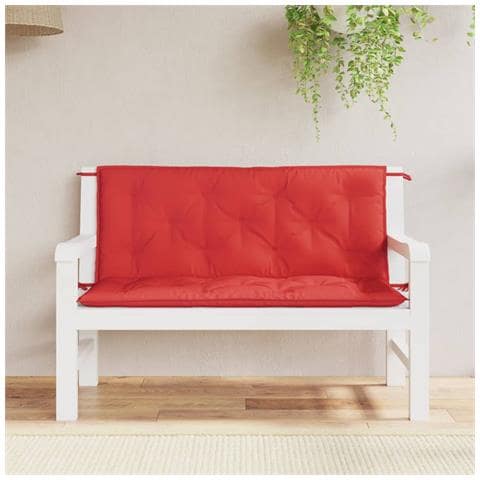 Cuscini Per Panca 2 Pz Rossi 120x50x7 Cm In Tessuto Oxford - Foto 1