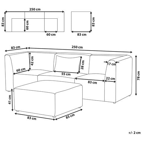 Divano Modulare 3 Posti Lemvig Velluto A Coste Bianco Sporco Con Ottomana - Foto 2