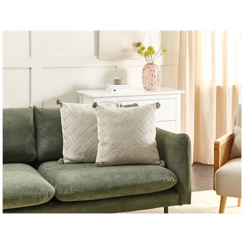 Set Di 2 Cuscini Oberonia Cotone 45 X 45 Cm Beige Tinta Unita - Foto 1