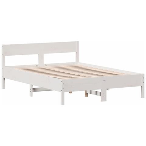 Giroletto Con Testiera Bianco 120x190 Cm Legno Massello Di Pino - Foto 2