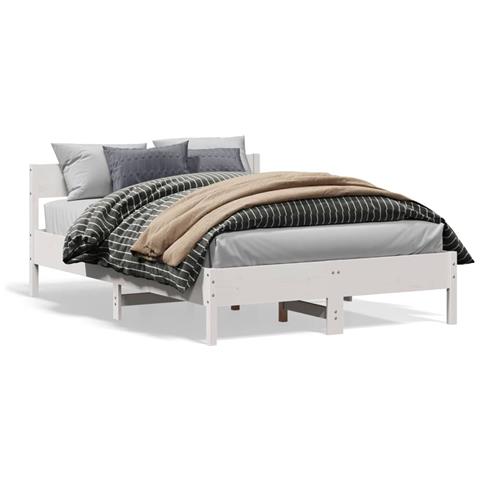 Giroletto Con Testiera Bianco 120x190 Cm Legno Massello Di Pino - Foto 1